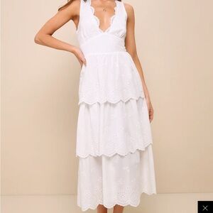 Lulu's White Cotten 3 tiered dress
